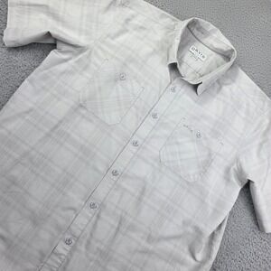 Orvis Button Down Shirt Mens XL Gray Plaid Short Sleeve Tech Utility Pockets